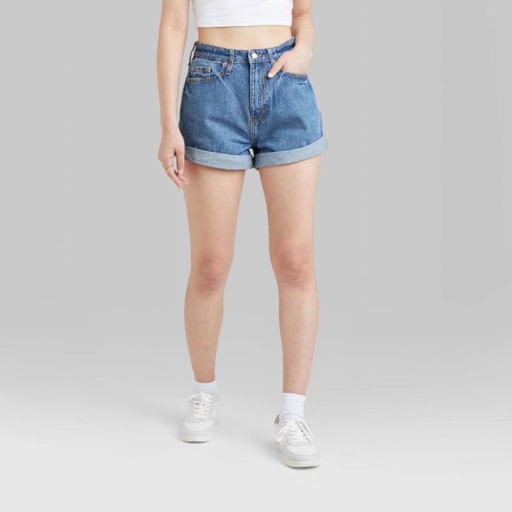 Super-High Rise Rolled Cuff Mom Jean Happy Shorts - Wild Fable - various - new